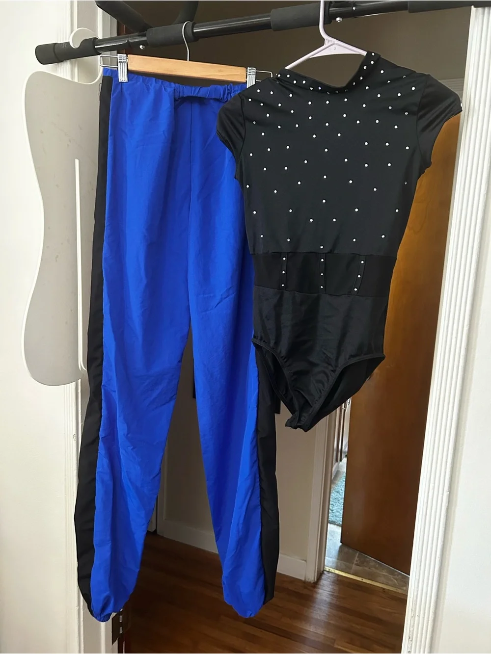 Weissman Royal Blue Track Pants with Black Side Panels. Worn for Tap Dance